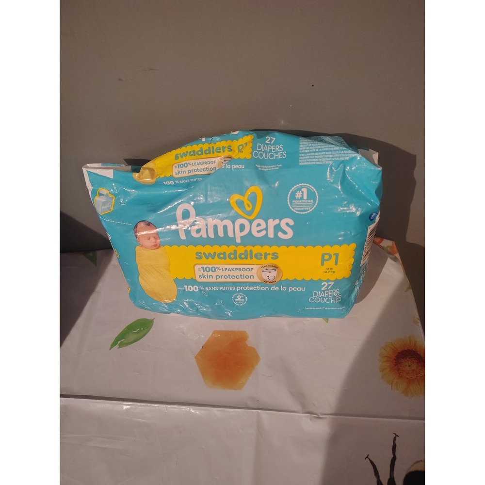 Pampers Swaddlers Size P1 Preemie Diapers 27 Count Pack Under 6 lbs